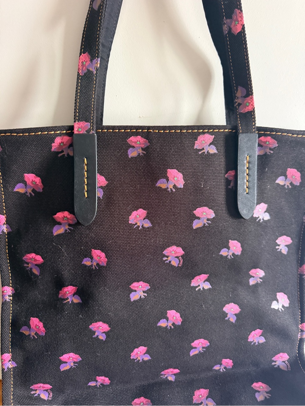 Coach Black Floral 'Sleeping Beauty' Graphic Tote with Pink Accents - Picture 2 of 7
